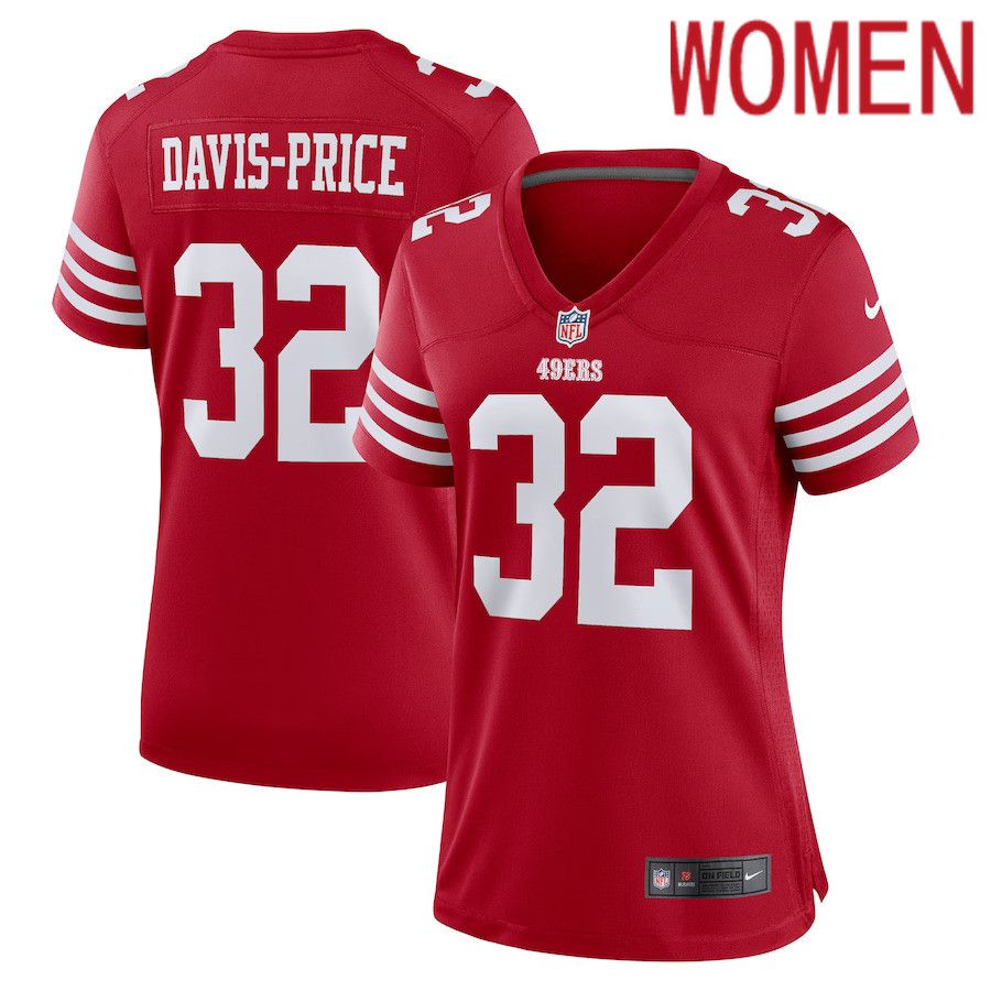 Women San Francisco 49ers #32 Tyrion Davis-Price Nike Scarlet Game Player NFL Jersey